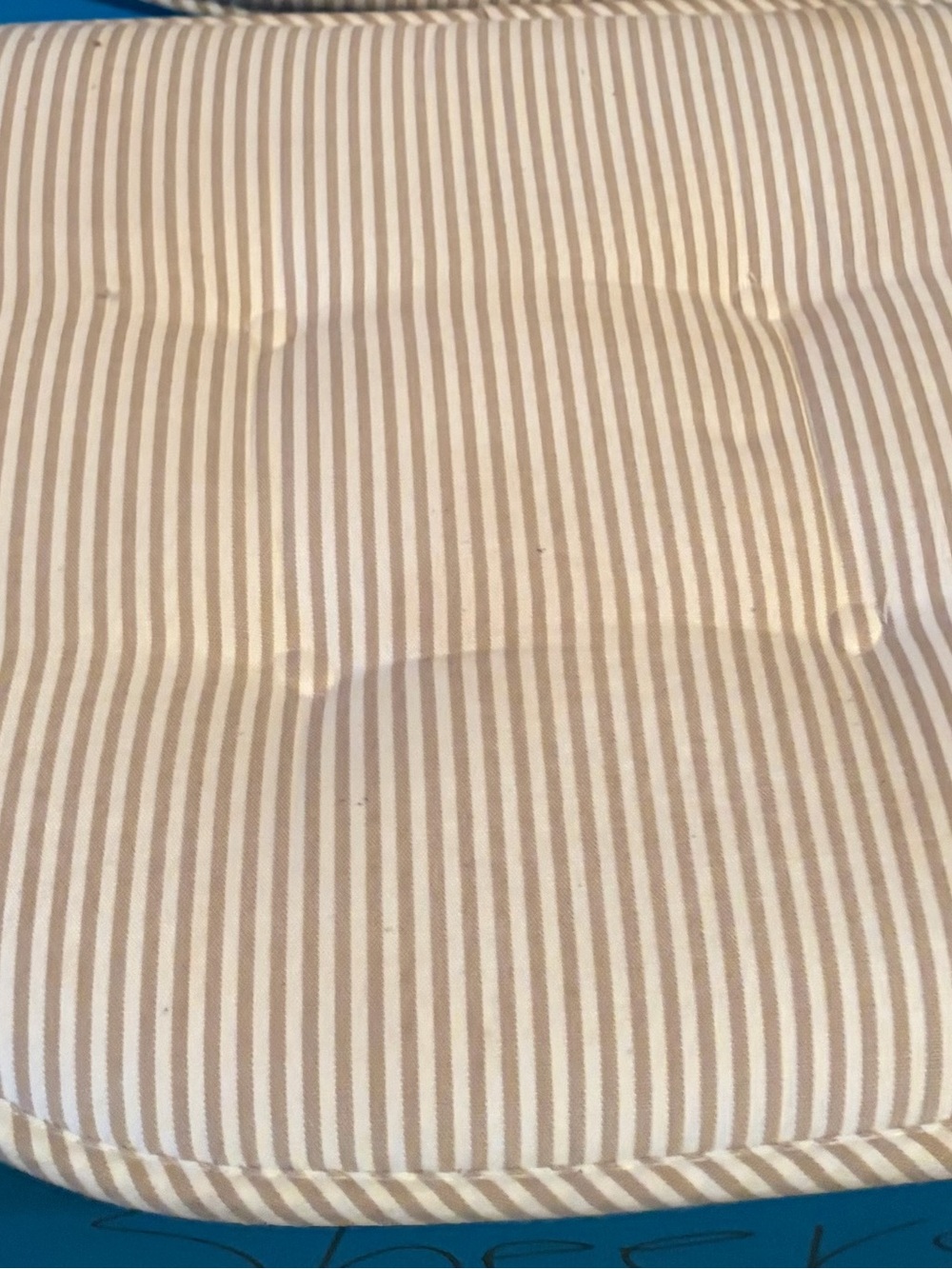 Sweet Home Collection Beige Striped Tufted Chair Cushions Set of 2 16” x 17”